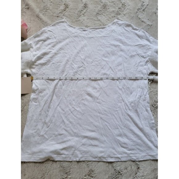 14th Union Light White Flutter Banded Sleeve Crew Neck Tshirt NWT Sz M - Picture 11 of 12